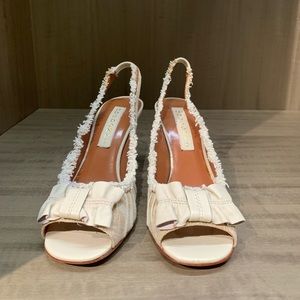 Apepazza white linen heels
